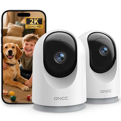 Imagen de GNCC 2K 3MP Telecamera Wi-Fi Interno Pack da 2 — visione notturna, copertura 360° en OfertitasTOP