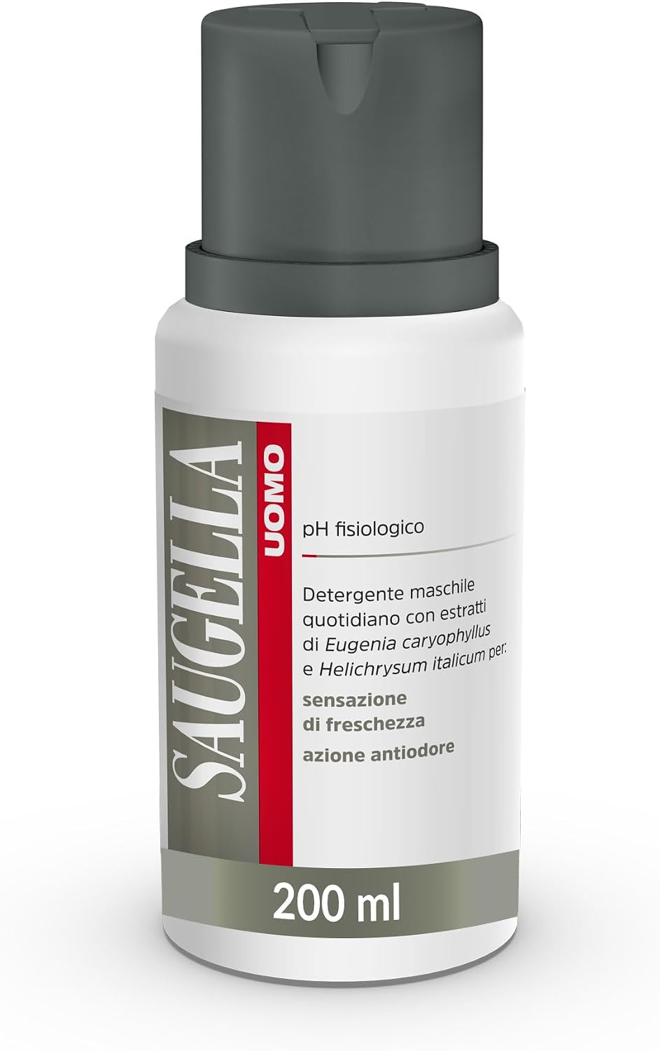 Detalle de Saugella Uomo Detergente Intimo e Corpo Rivitalizzante (200 ml) – ph fisiologico, con elicrisio e chiodi di garofano