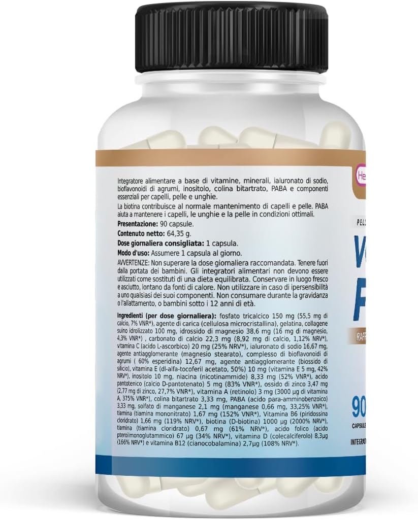 Detalle de HealthyFusion Volum Forte: integratore 3 in 1 per capelli, pelle e unghie (90 capsule)