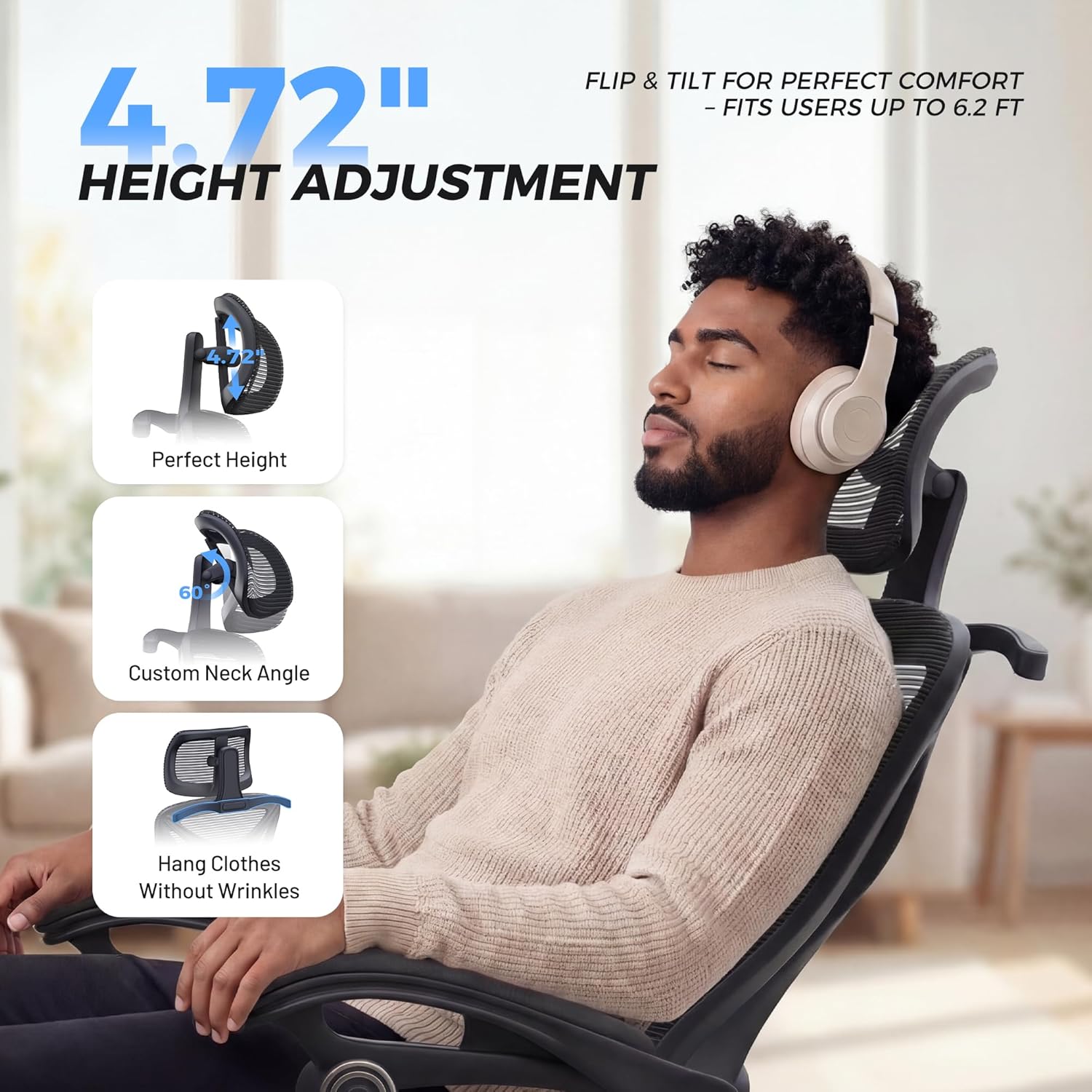 Thumbnail 5 de Ergonomic Office Chair with Footrest 350lbs capacity 💺