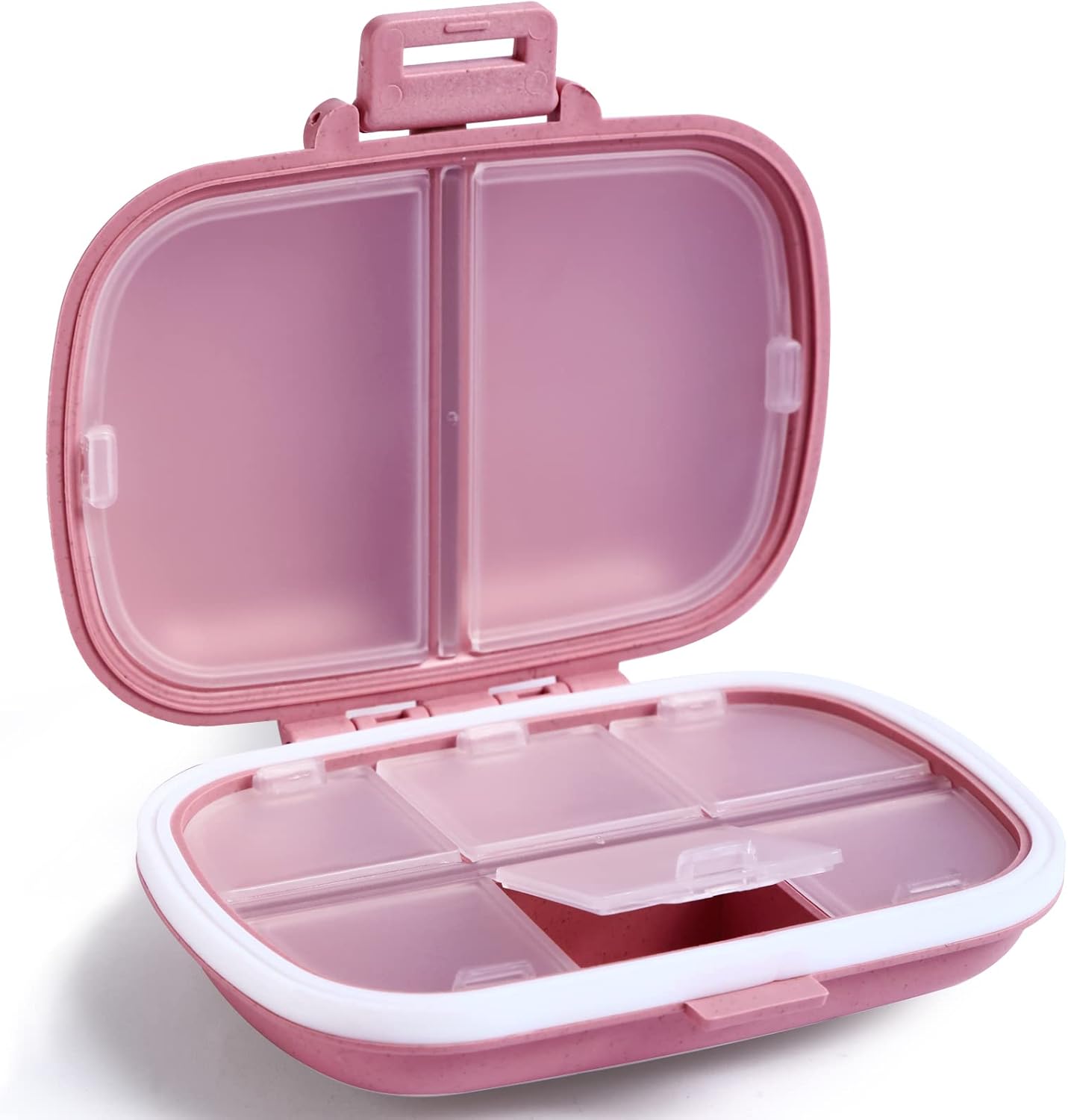 Detalle de Holii YH-002 Travel Pill Organizer, Pink 8-Compartment Portable Case
