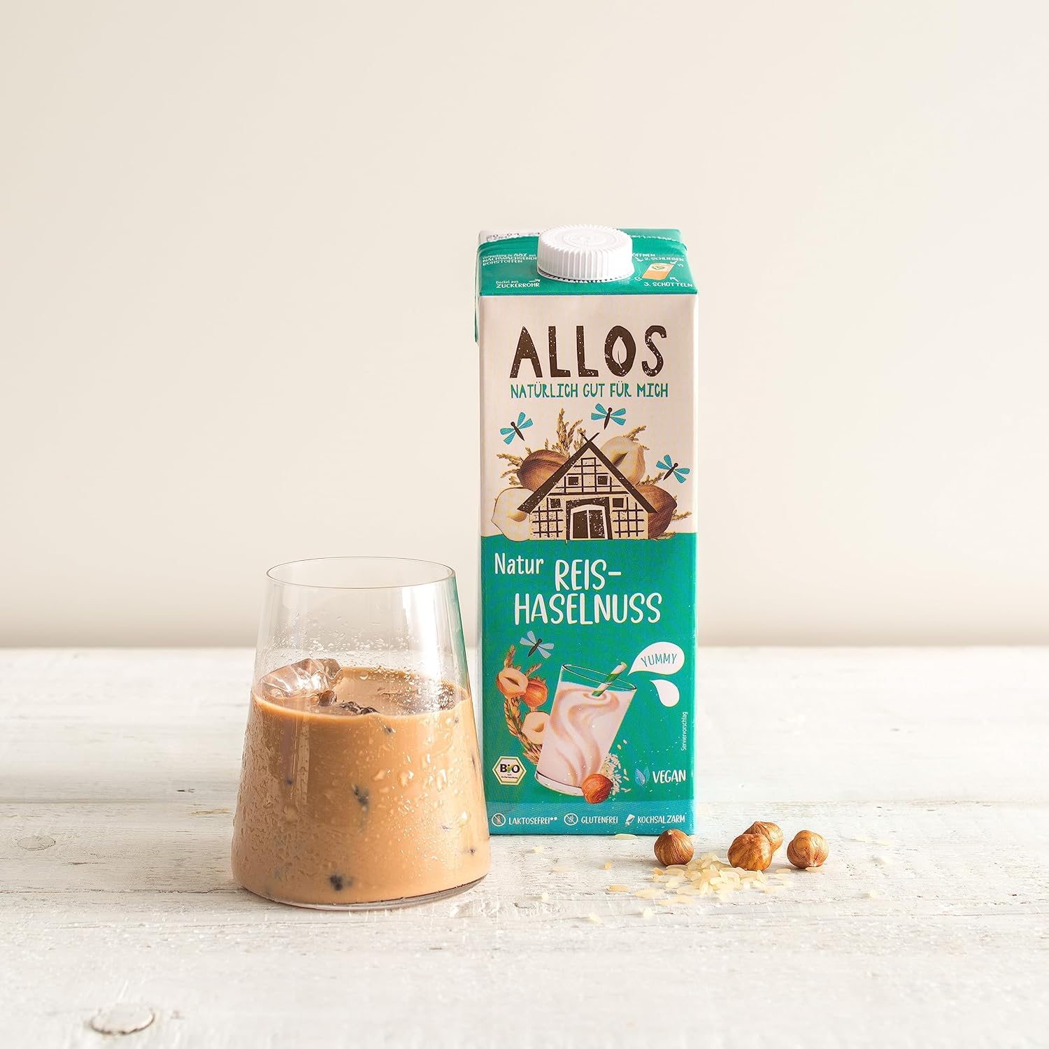 Detalle de Allos Reis Haselnuss Drink – Pflanzliche Milchalternative, vegan und laktosefrei (1 L, 6er-Pack)