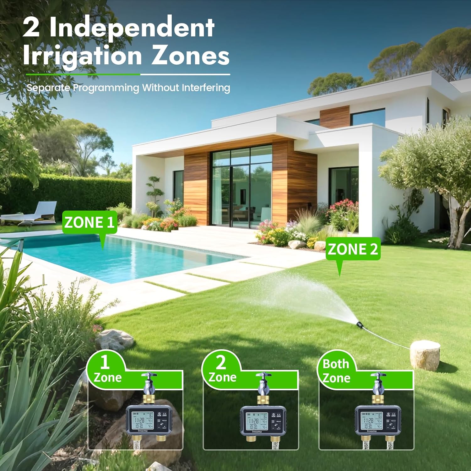 Thumbnail 6 de Insoma Water Timer with Brass Inlet & Outlet – 2 Independent Zones for Outdoor Hose