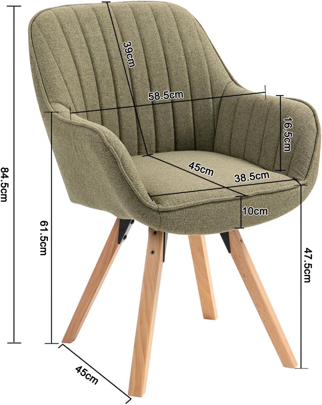 Thumbnail 2 de MEUBLE COSY sedia girevole 360° imbottita con schienale e braccioli in tessuto verde