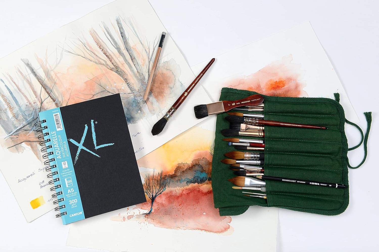 Detalle de Canson XL Aquarelle Book spiralato lato lungo A5, 34 fogli 300 g/m², grana fine, copertina rigida