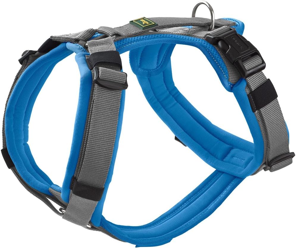 Detalle de Hunter Maldon UP Hundegeschirr – Blau/Grau, reflektierend, verstellbar, gepolsterter Griff