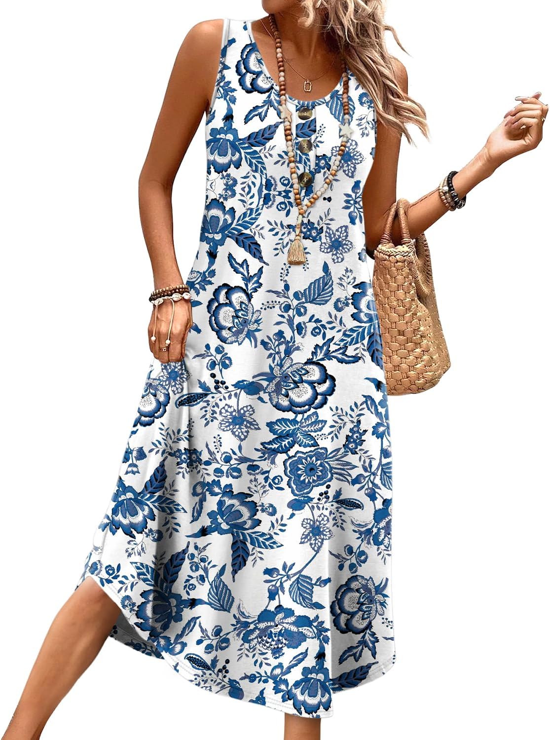Thumbnail 4 de WIHOLL Summer Dress for Women – Sleeveless Midi with Front Buttons and Pockets