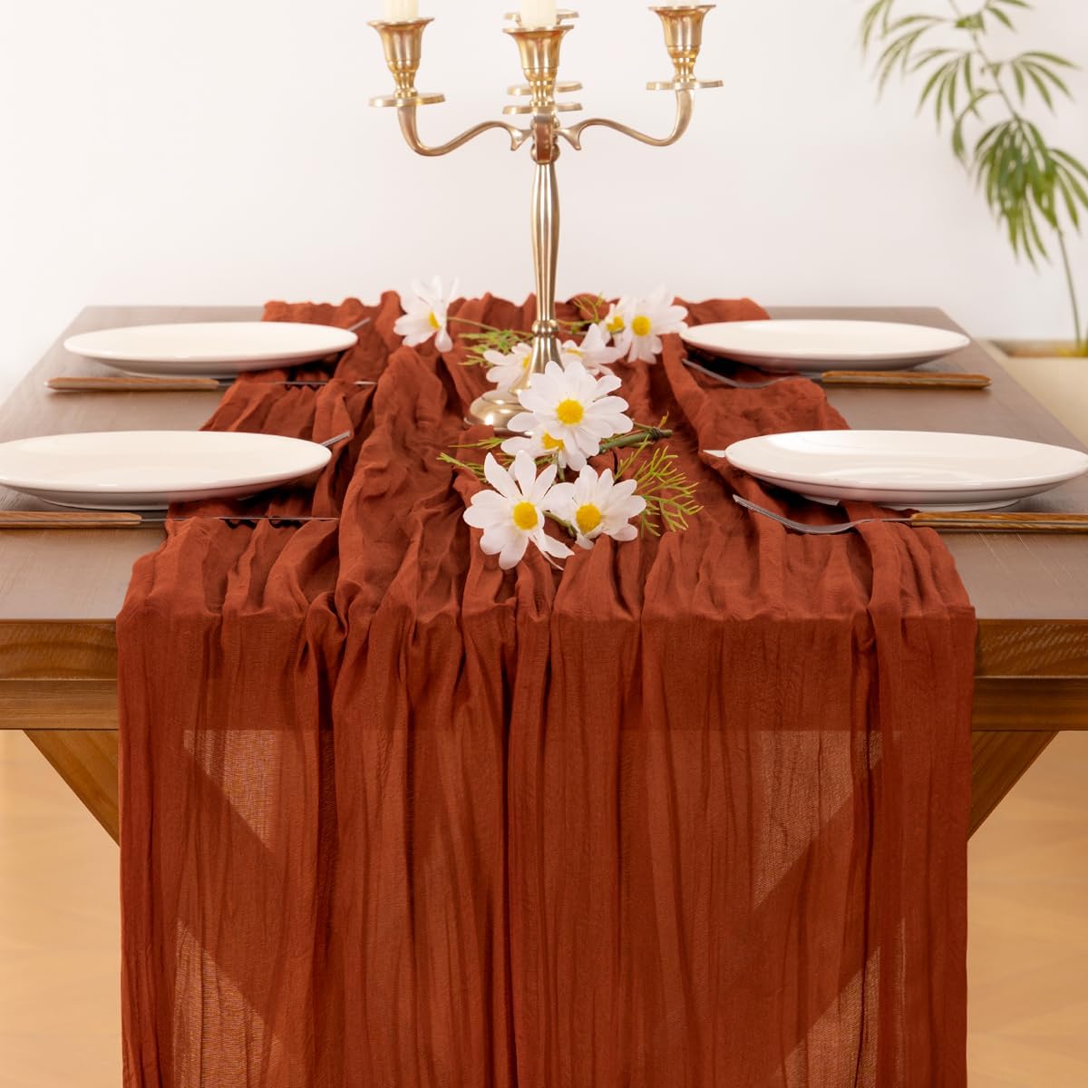 Detalle de Cheesecloth Table Runner 120-Inch