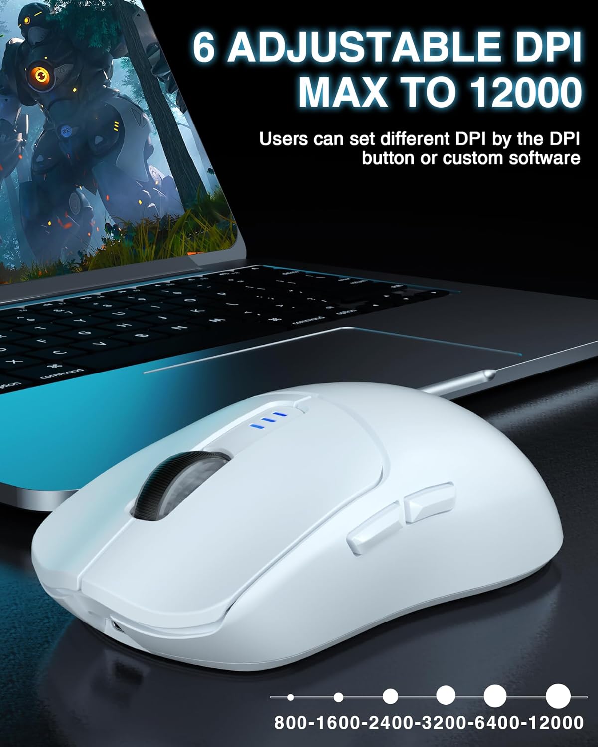 Detalle de AULA SC580 Wireless Gaming Mouse: a lightweight, tri-mode choice for multi-device gaming