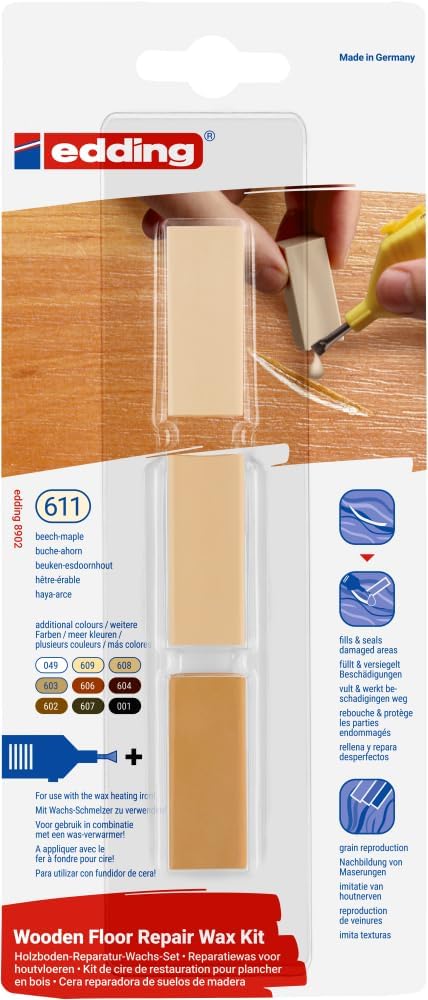 Detalle de edding 8902 reparatieset voor houten vloeren, beuken en esdoorn