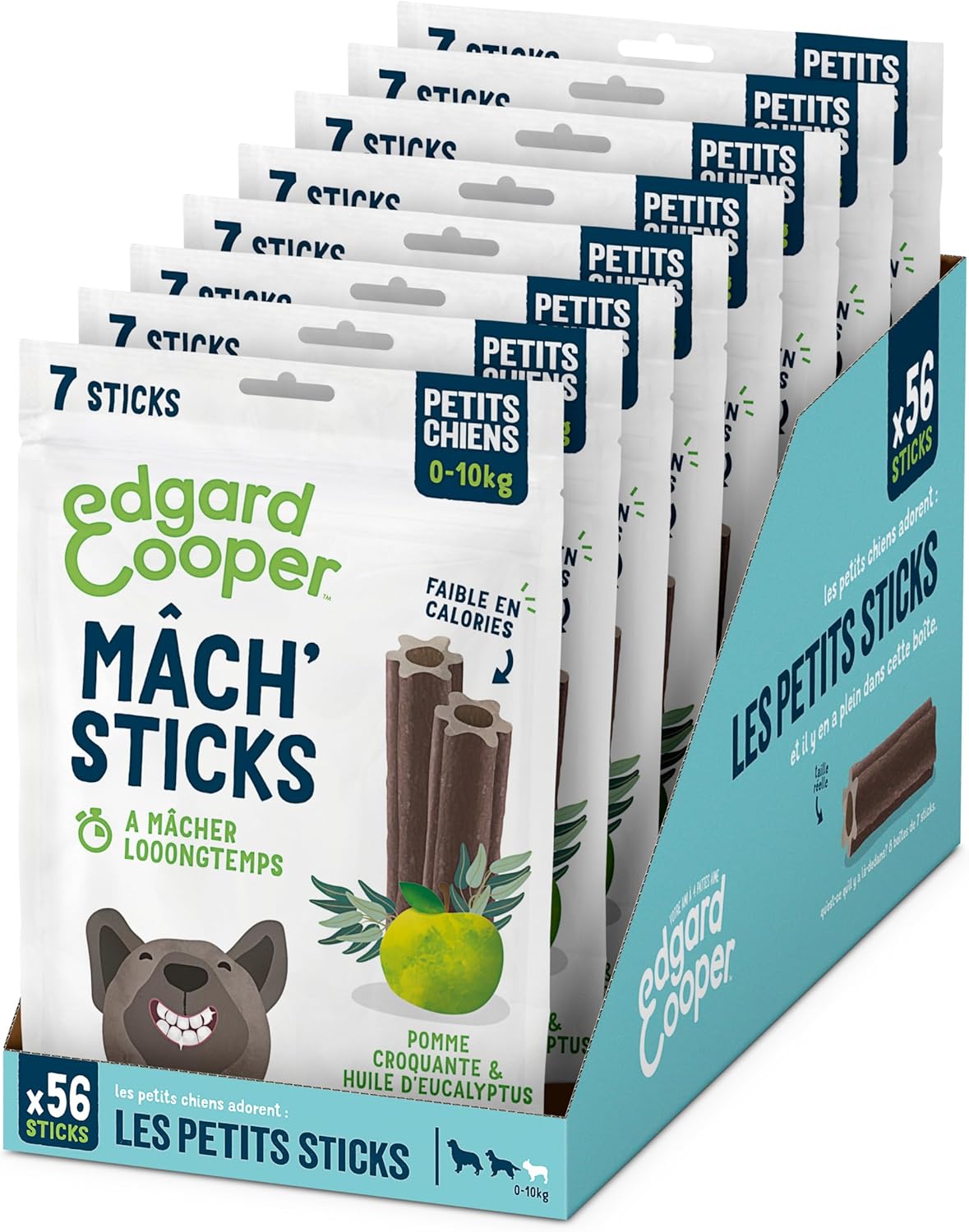 Detalle de Edgard Cooper Friandises pour Chien — Sticks dentaires Eucalyptus & Pomme (56 sticks, 40 kcal chacun)