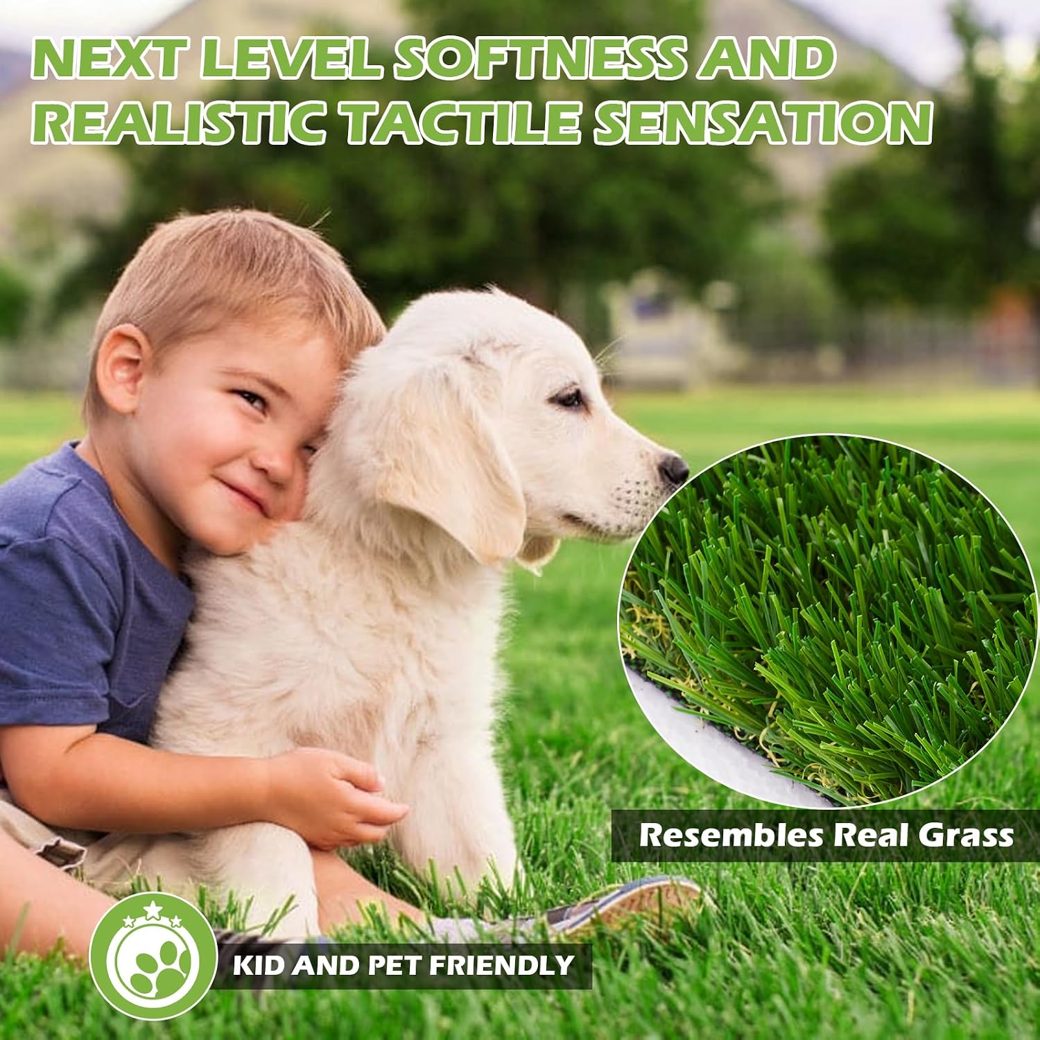 Detalle 2 de PENFHF PF-35MM0406-PF Artificial Turf Rug, 4 FT × 6 FT, 1.38-Inch Pile