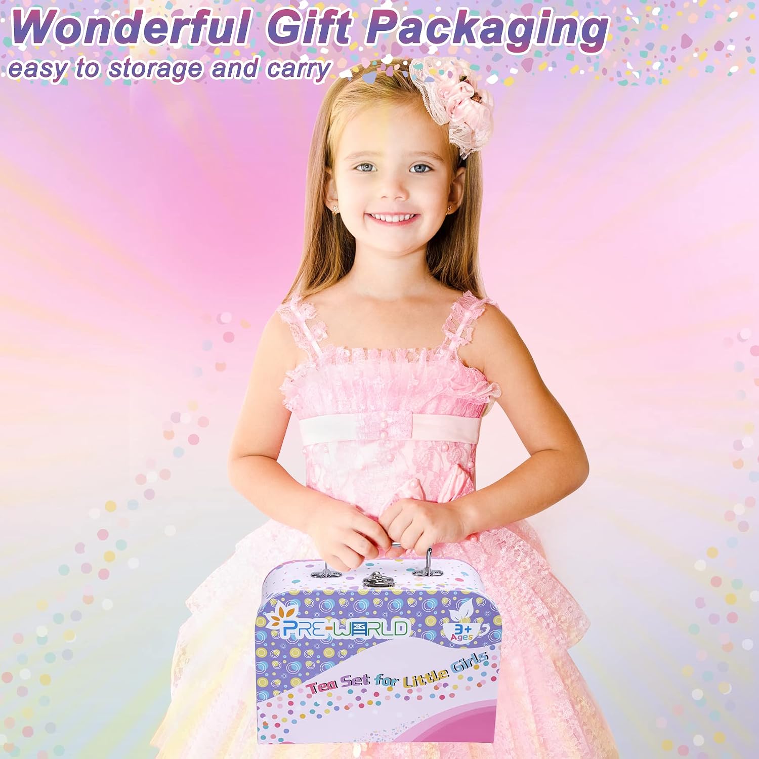 Thumbnail 6 de Tea Party Set for Little Girls (36-Piece Princess Pretend Play Set) with Dress-Up Accessories
