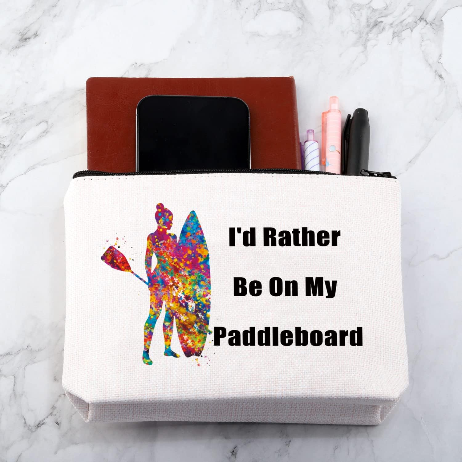 Thumbnail 5 de Funny Paddle Board Cosmetic Bag – I'd Rather Be On My Paddleboard Makeup Zipper Bag