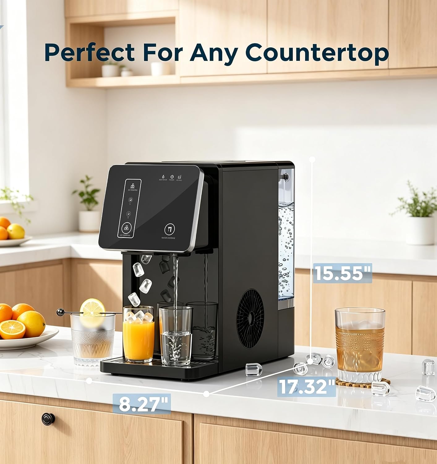 Thumbnail 6 de Electactic 58312RIM0-BLACK Bullet Ice Maker with Water Dispenser, 26 lb Daily Output