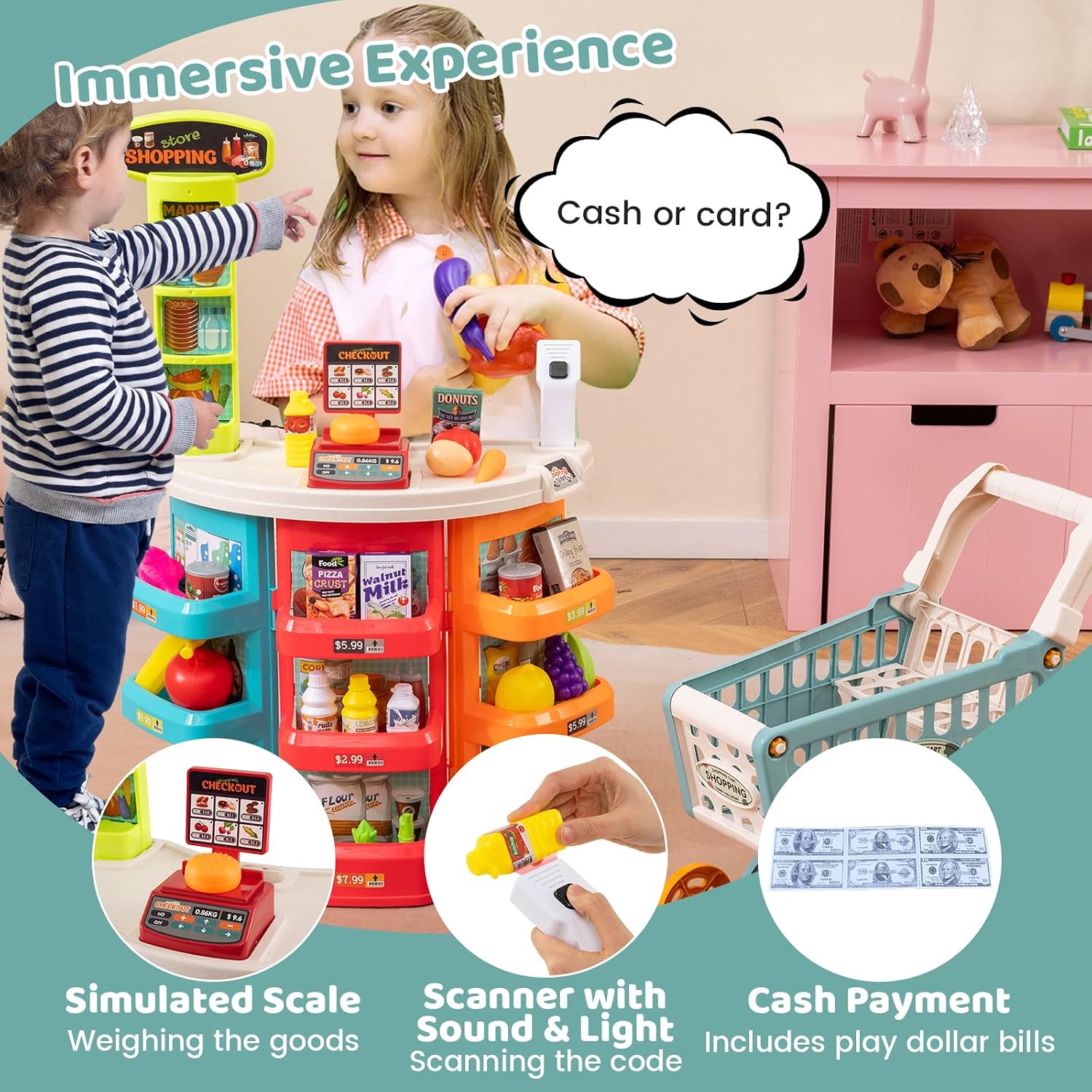 Detalle 2 de Costzon Grocery Store Playset, 76-Piece