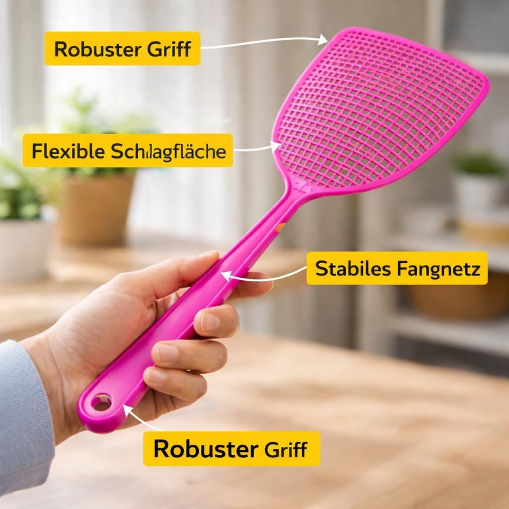 Detalle 2 de 10x XXL Fliegenklatsche (Mückenklatsche) – stabil, großflächig & mit langem Griff