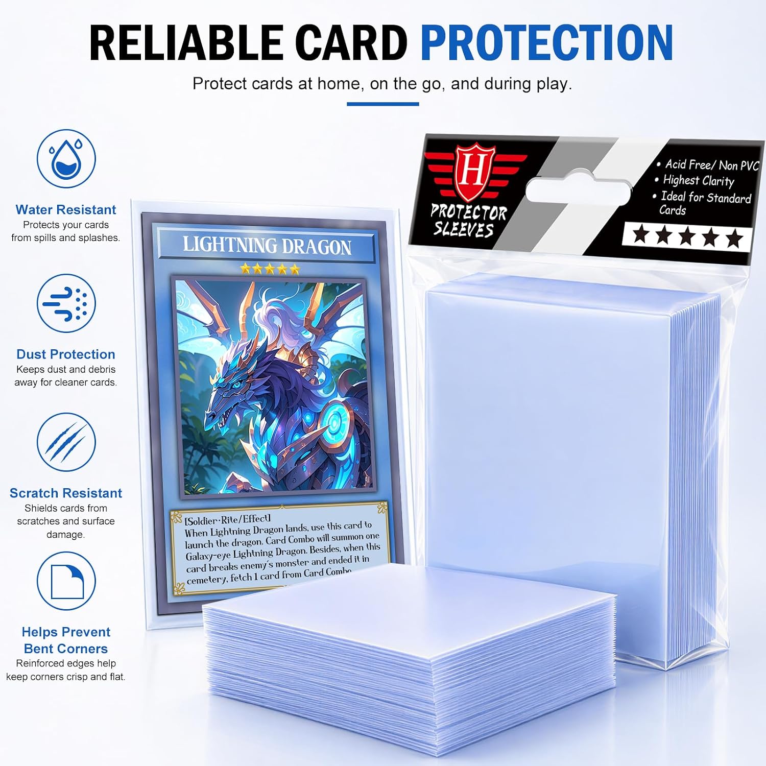 Thumbnail 4 de 500 Counts Card Sleeves Clear Plastic Protectors