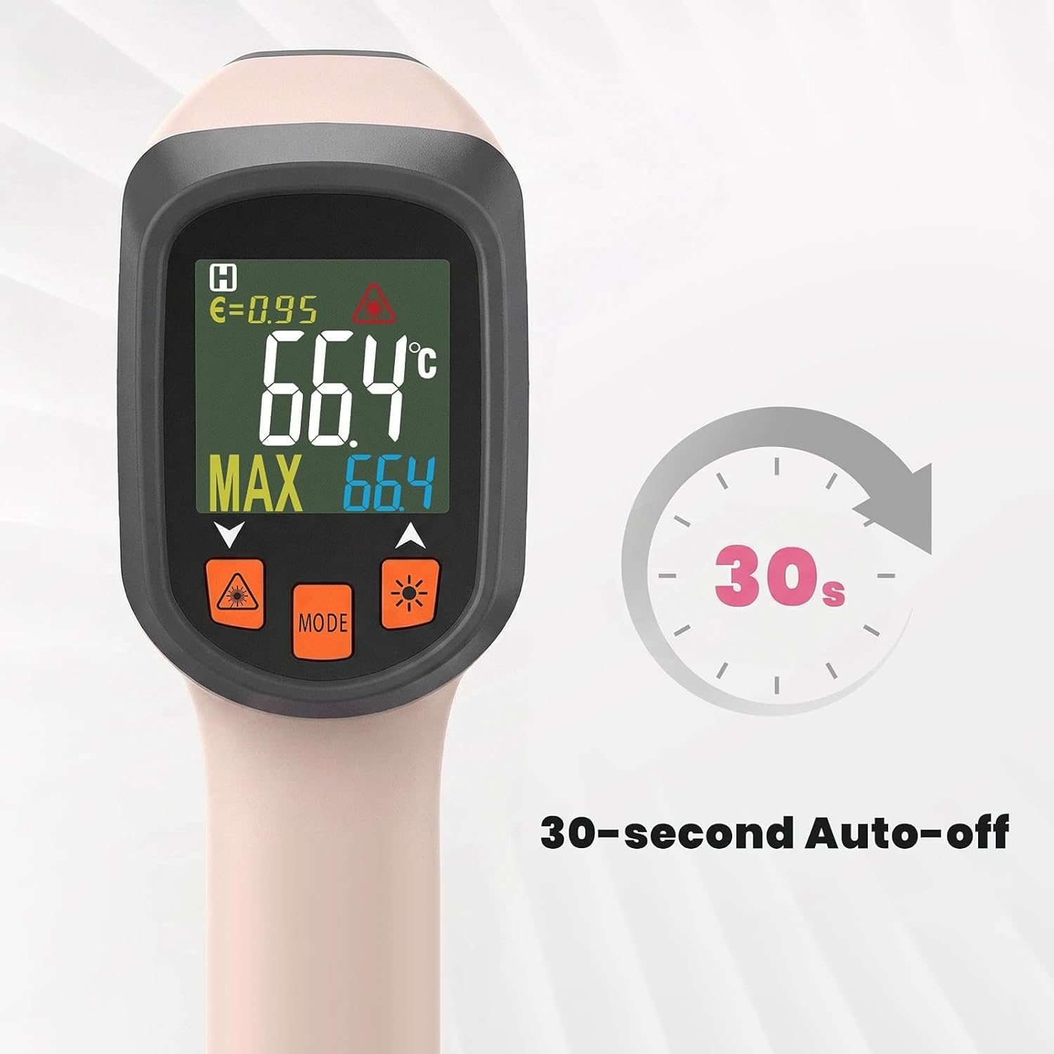 Detalle de Tilswall Termometro Infrarossi Professionale con Sonda per Carne e Display LCD a Colori – Rosa