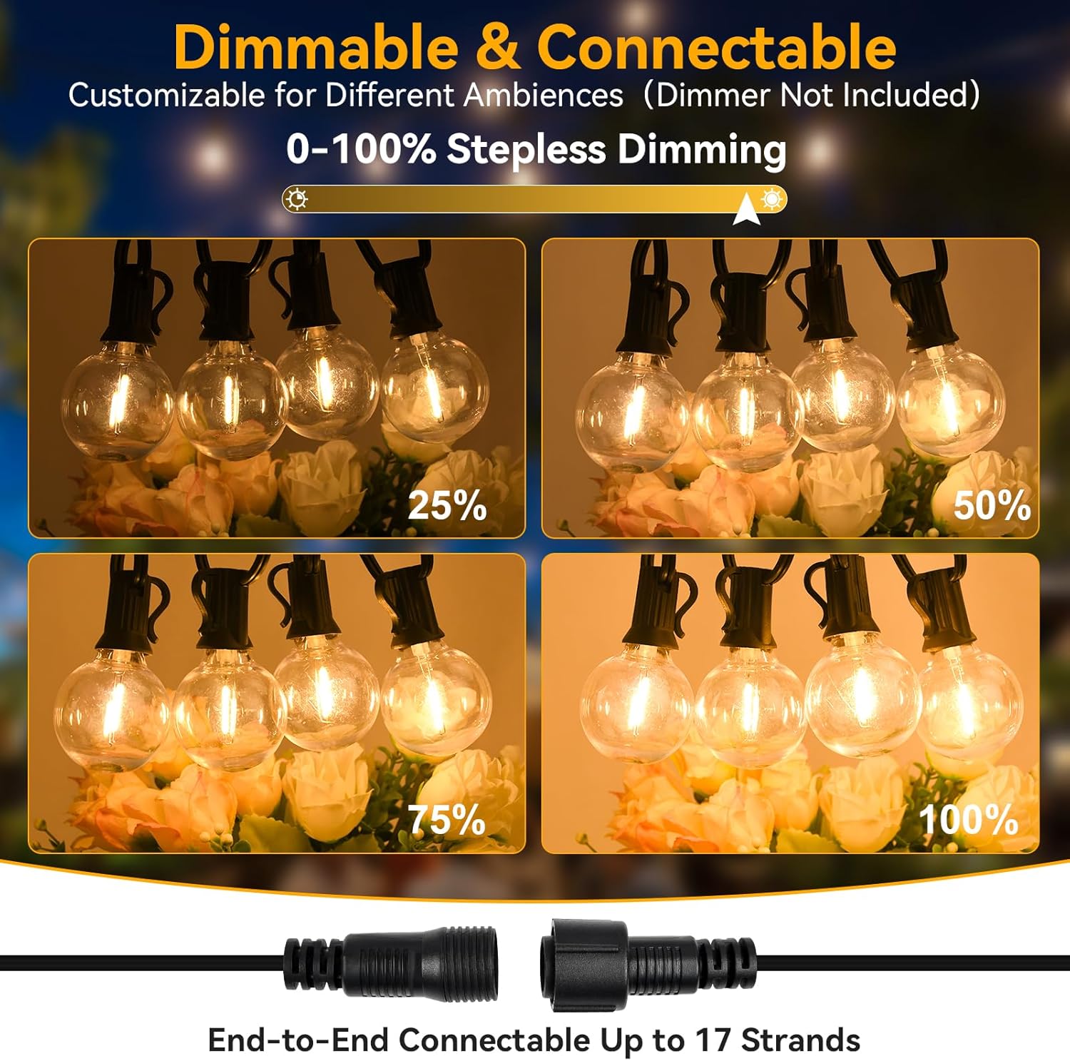 Thumbnail 4 de AVANLO LED Outdoor String Lights (50FT) – mains powered festoon lights with 30+2 bulbs