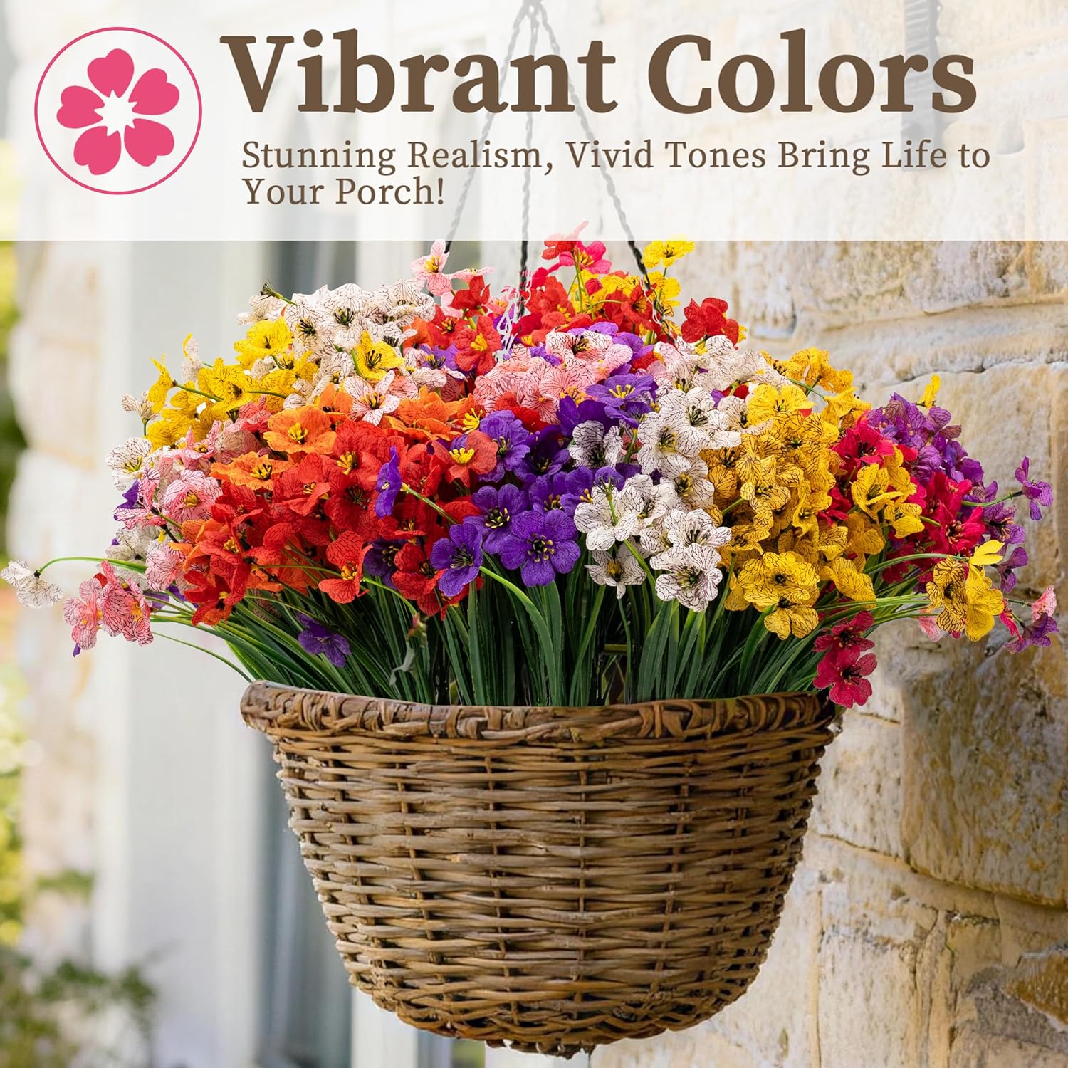 Thumbnail 5 de 24 Bundles Artificial Flowers for Outdoors/Indoors in 8 Colors – Handcrafted, UV-Resistant, Low Maintenance