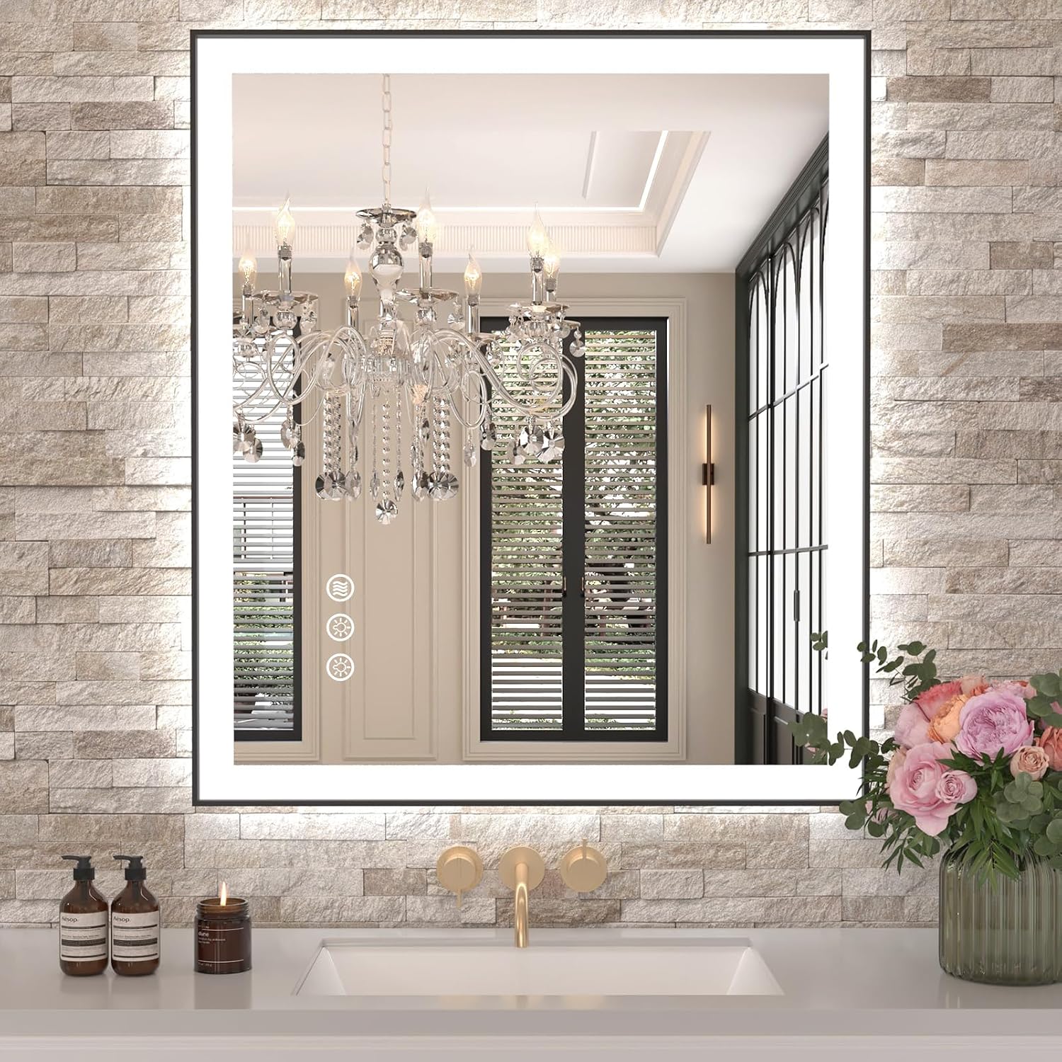 Detalle de Amorho 28"x32" LED Bathroom Mirror 24W