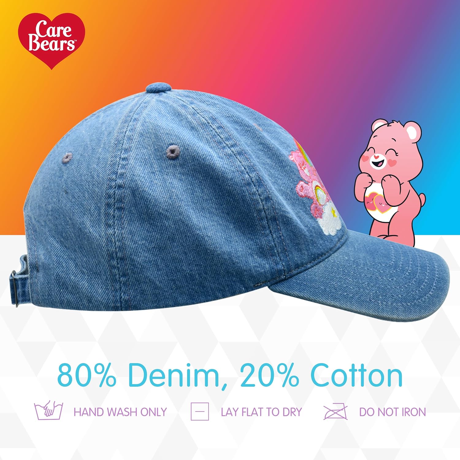Detalle de Concept One Care Bears Dad Hat – Dream on, casquette baseball adulte bleu clair, brim courbe, taille unique
