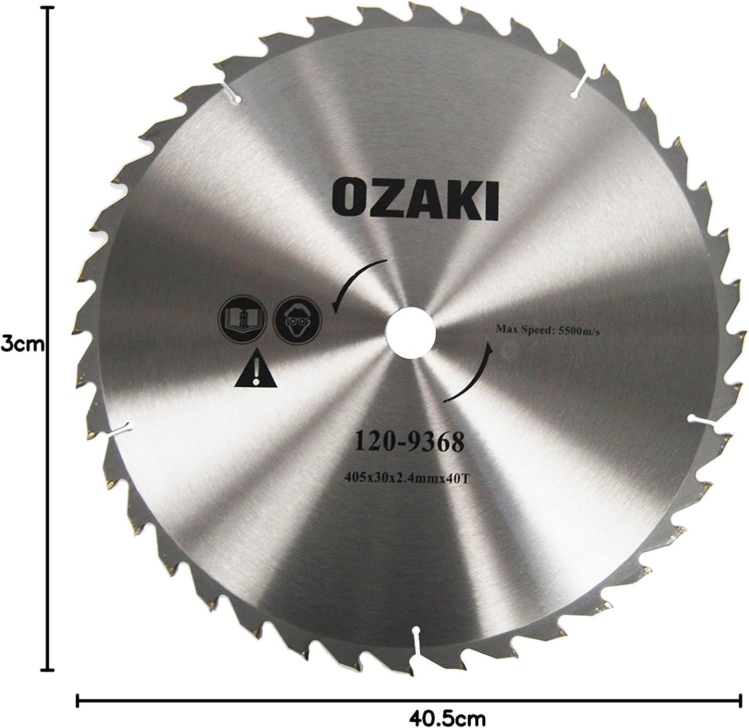 Detalle de OZAKI 3489 Lame 40 dents carbure scie circulaire 405 x 30 x 2,4 mm – Noir