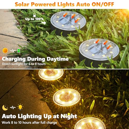 Thumbnail 2 de iBaycon Luces Solares para Jardín Exterior — 12 uds, 8 LED, IP68, color blanco cálido, suelos/estacas fáciles
