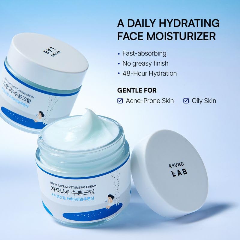 Detalle de ROUND LAB LHB-RL0014 Birch Juice Moisturizing Cream, 48-Hour Hydration, 2.7 fl oz