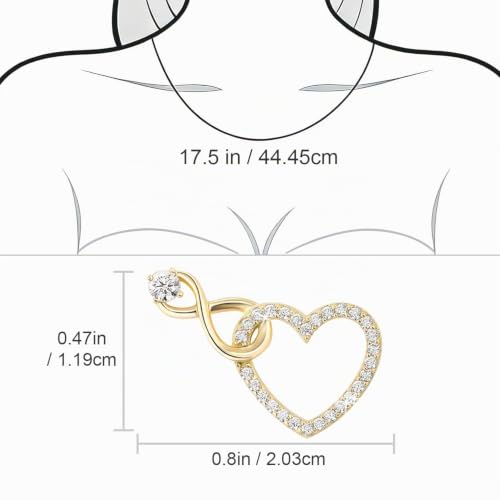 Detalle de Meissa Collier Coeur Infini pour Femmes – Zircon Cubique Or Rose sur argent 925