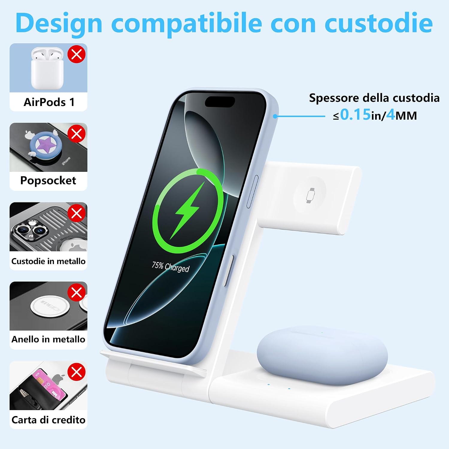 Thumbnail 4 de WATOE Caricatore 3 in 1 15W per Apple