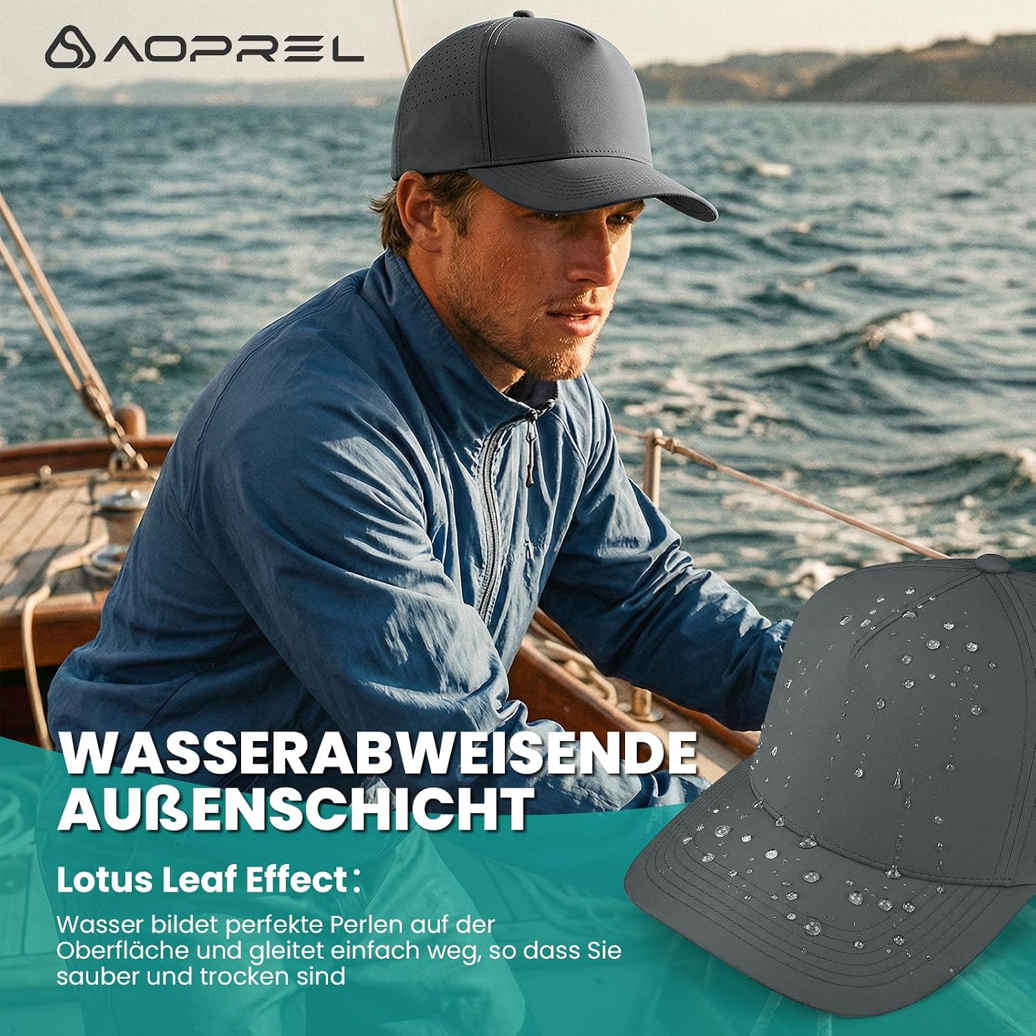 Detalle 2 de AOPREL Baseball Cap: Wasserabweisend, atmungsaktiv und schnelltrocknend – Unisex