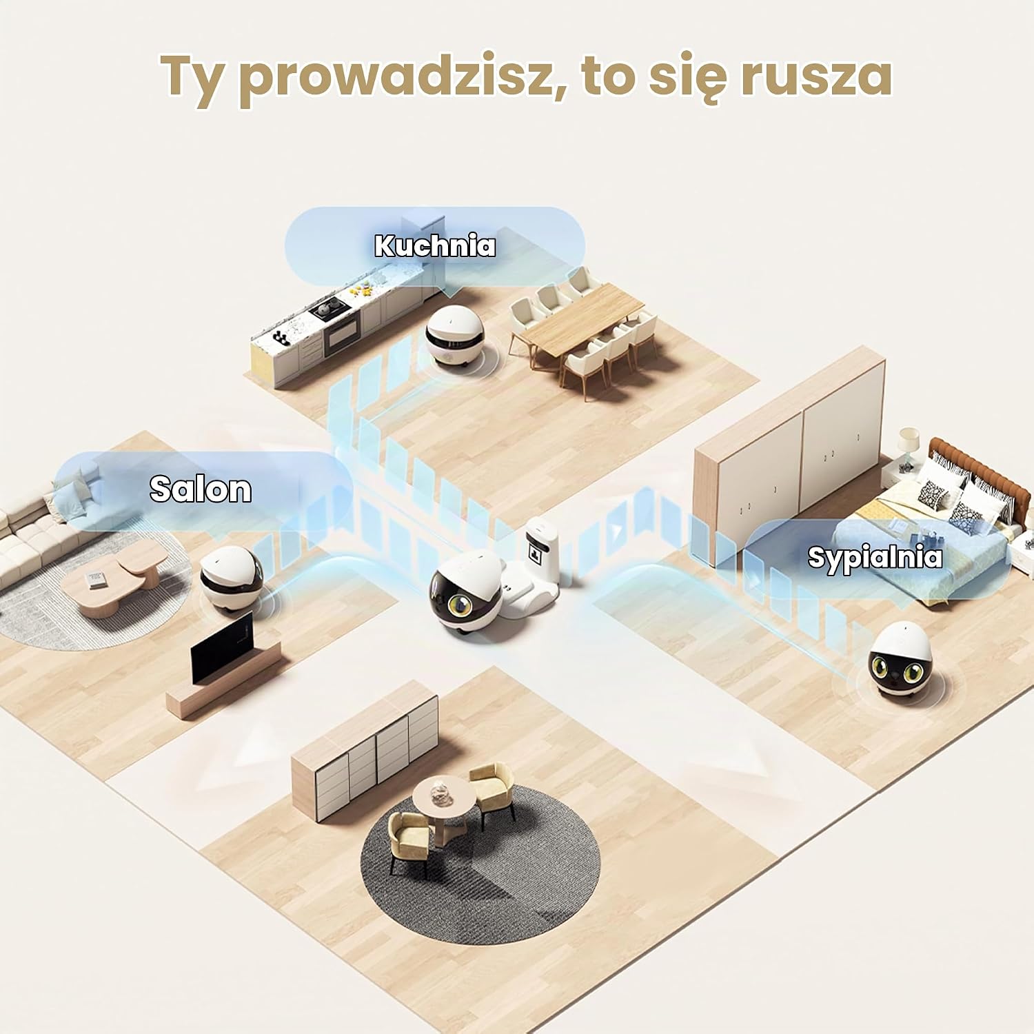 Detalle de Enabot EBO Air 2S FamilyBot – mobilna kamera 2,5K z dwukierunkowym dźwiękiem