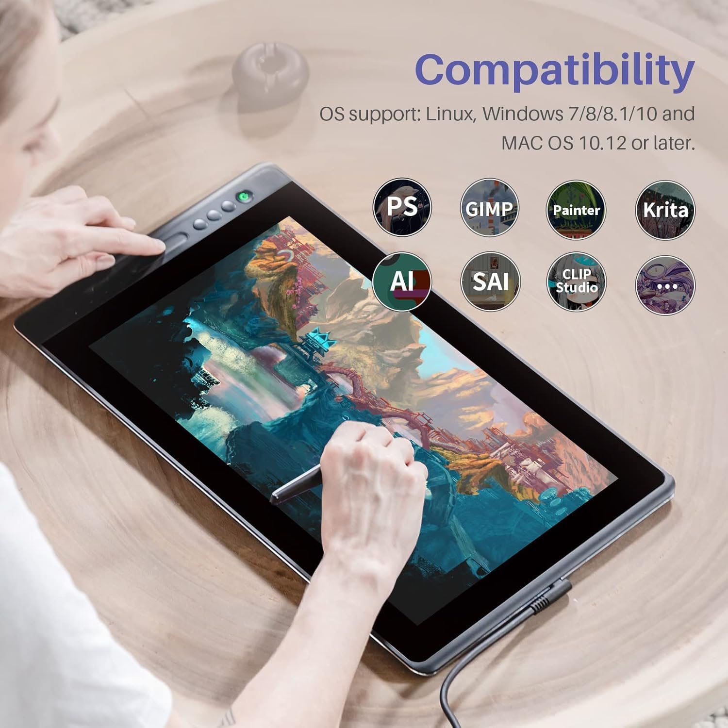 Thumbnail 6 de HUION KAMVAS Pro 16 15.6-inch drawing tablet with screen (pen display) and battery-free stylus