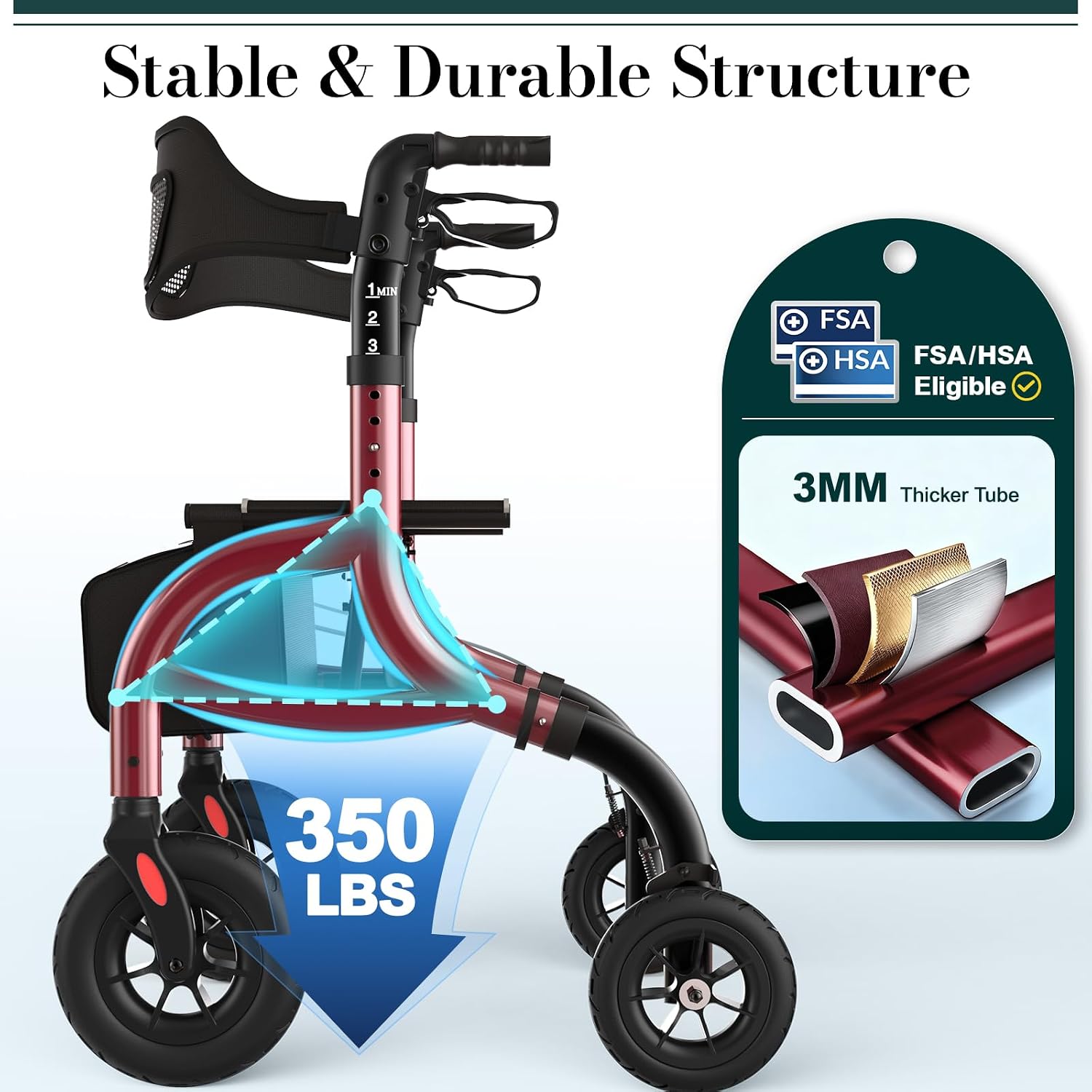 Thumbnail 1 de HolyHeal Walkers for Seniors Rollator: Seat, Backrest & All‑Terrain 10" Wheels