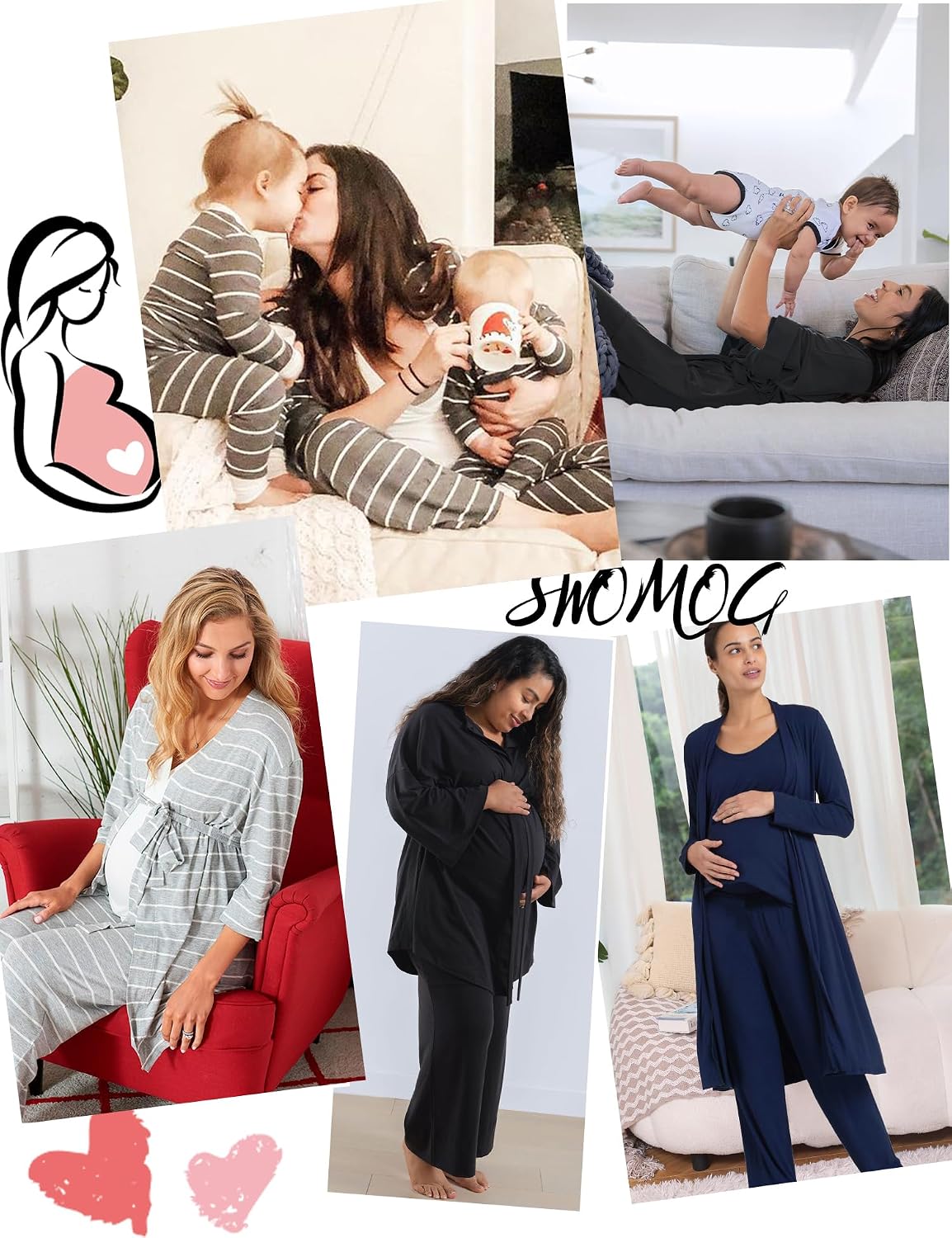 Thumbnail 6 de SWOMOG Maternity Nursing Robe Set 3 PCS 🤰