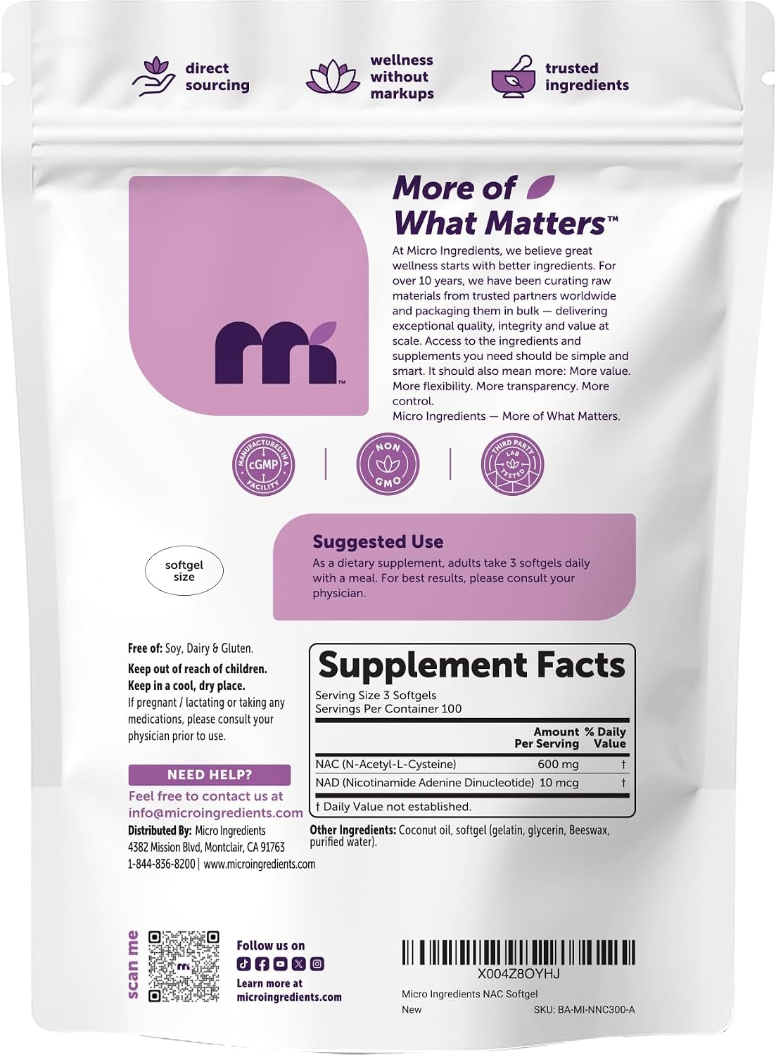 Thumbnail 6 de Micro Ingredients NAC Supplement 600 mg