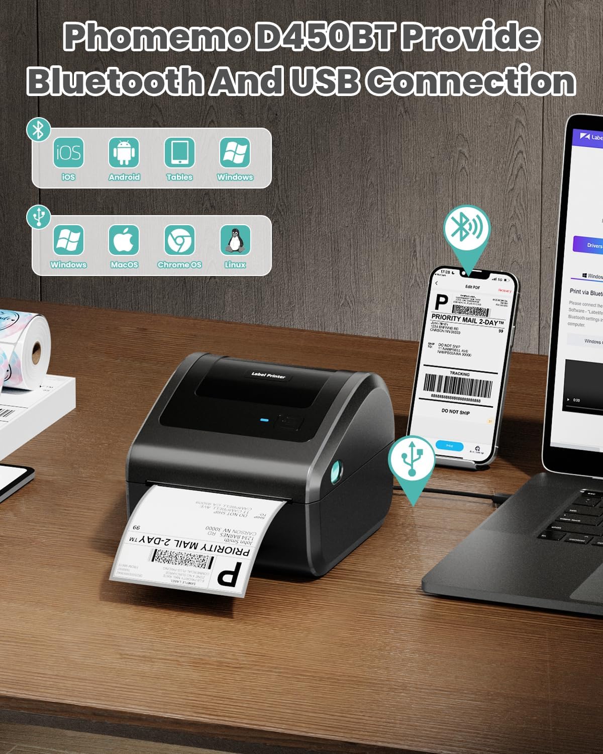 Thumbnail 2 de Phomemo D450BT 4x6 Thermal Label Printer