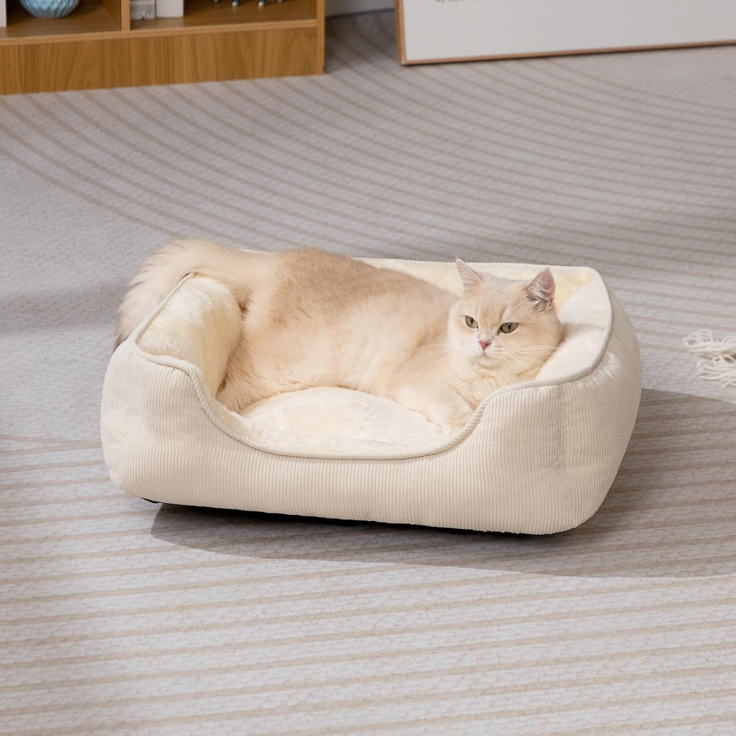 Thumbnail 2 de Hollypet Panier pour chat et chiot : lit coussin doux et respirant beige (55 × 45 × 15 cm)