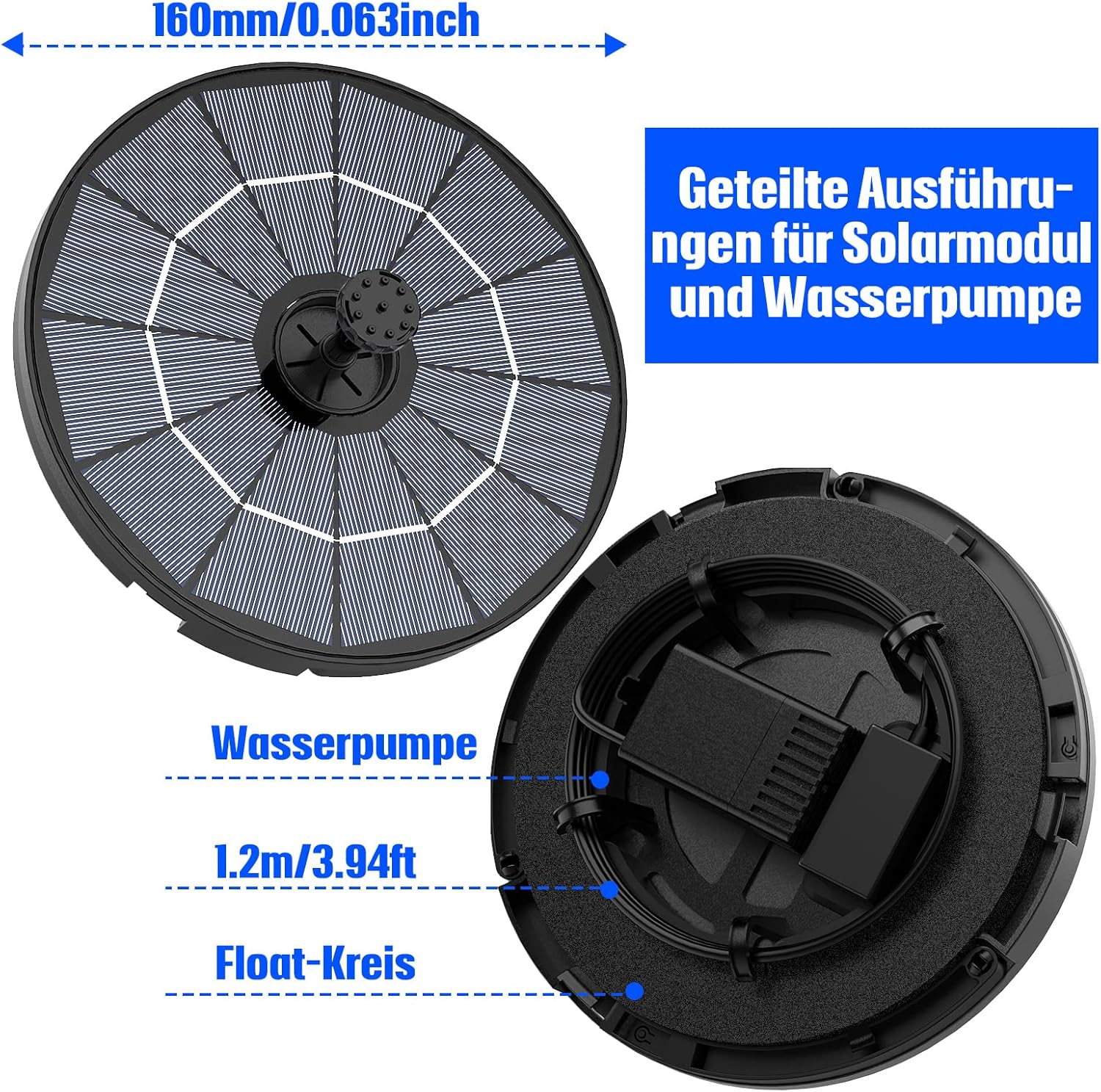 Detalle 2 de AISITIN 2 IN 1 DIY Solar Springbrunnen 2.8W