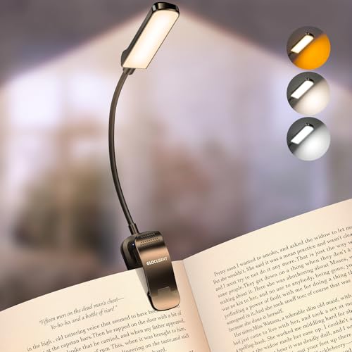 Detalle de Glocusent Lámpara de lectura con pinza y 13 LED para libros — 120 horas de autonomía, recargable, 3 colores y 5 niveles de intensidad