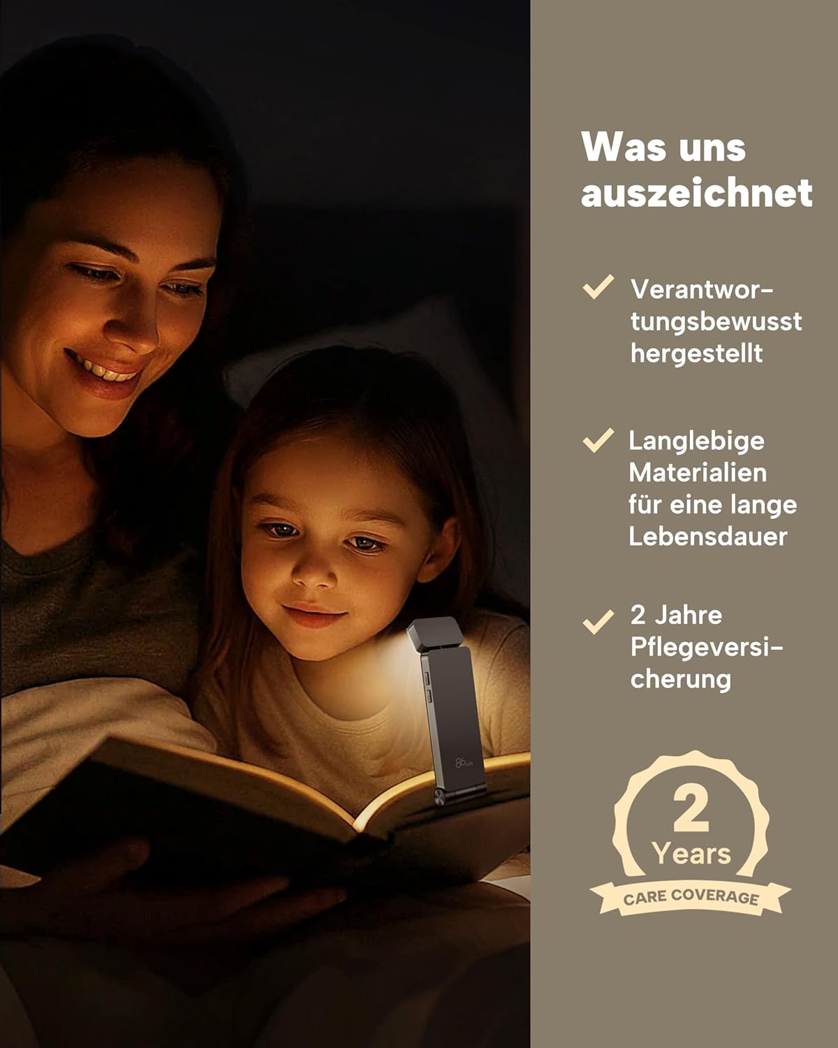 Thumbnail 6 de 86lux Leselampe Buch Klemme: Wiederaufladbare LED-Buchlampe zum Lesen im Bett