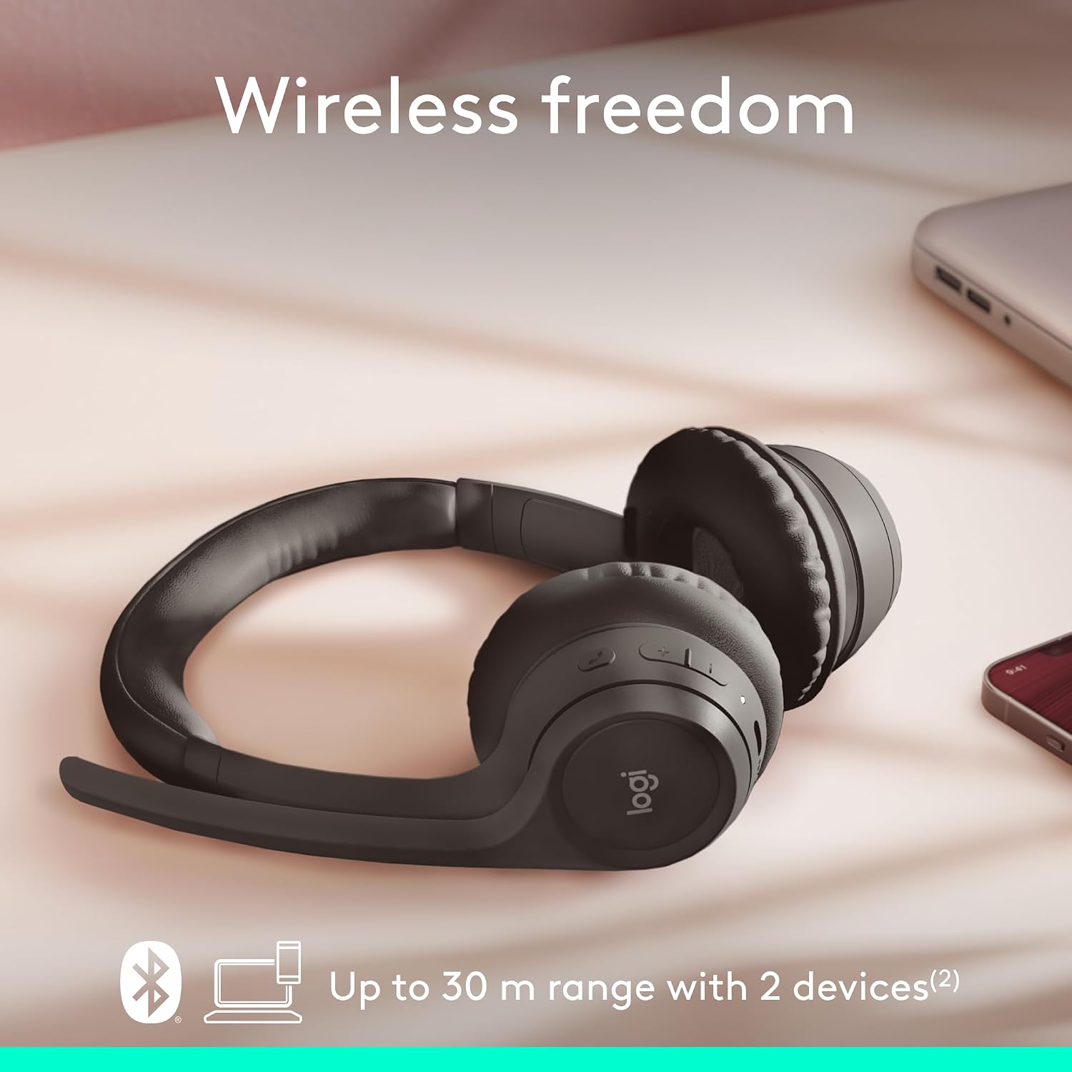 Detalle 2 de Logitech Zone 301 981-001468 Wireless Headset, Dual Mics, Graphite
