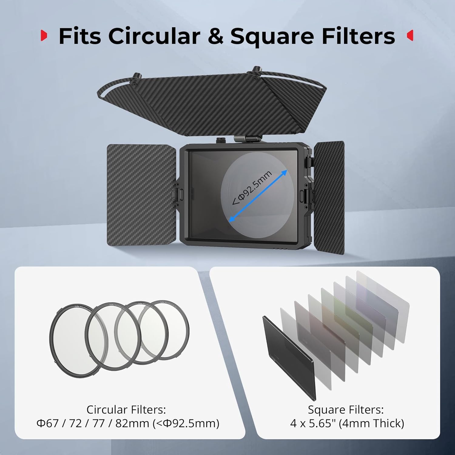 Thumbnail 6 de SMALLRIG Mini Matte Box Pro Flag Kit – 4 x 5,65 avec cadre filtre et bague Φ67/72/77/82-95 mm