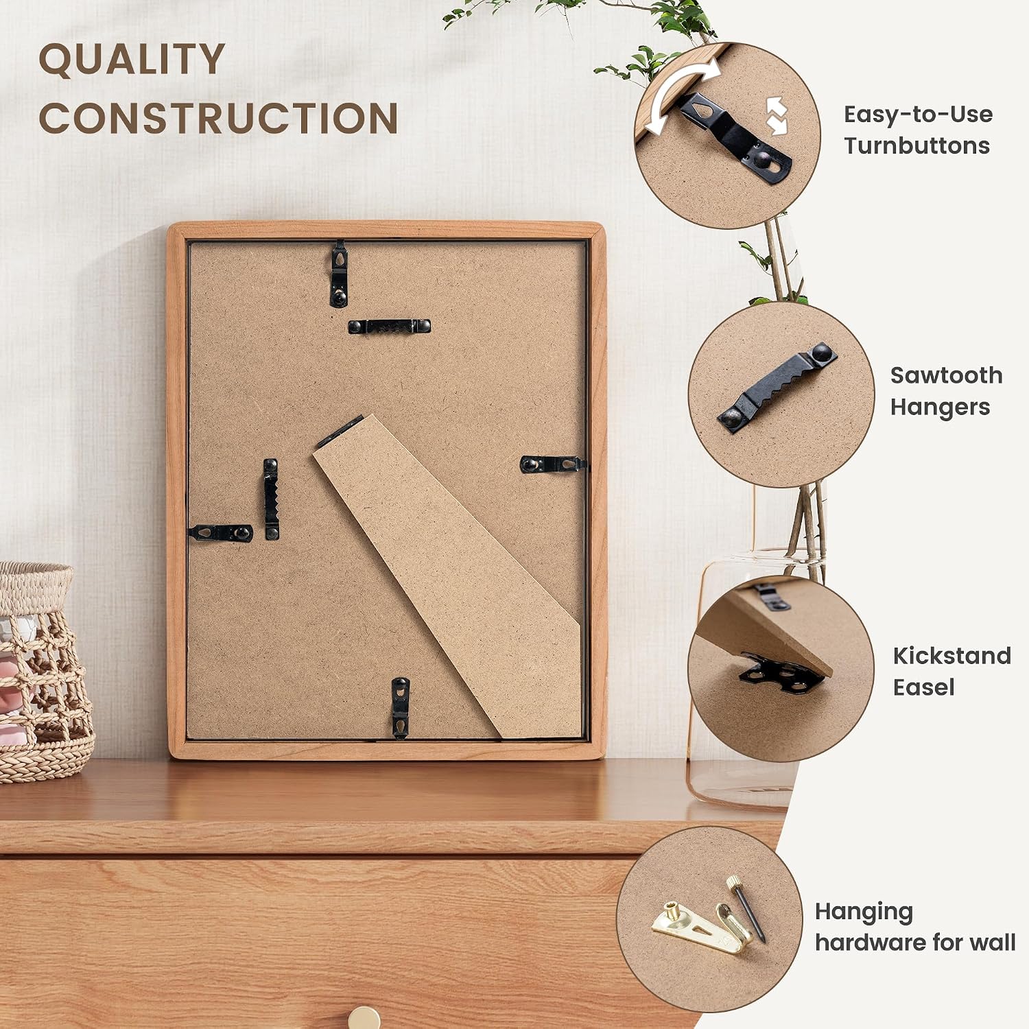 Thumbnail 6 de Fun Memories 6x8 Cherry Wood Picture Frame with Tempered Glass and 5x7 Mat
