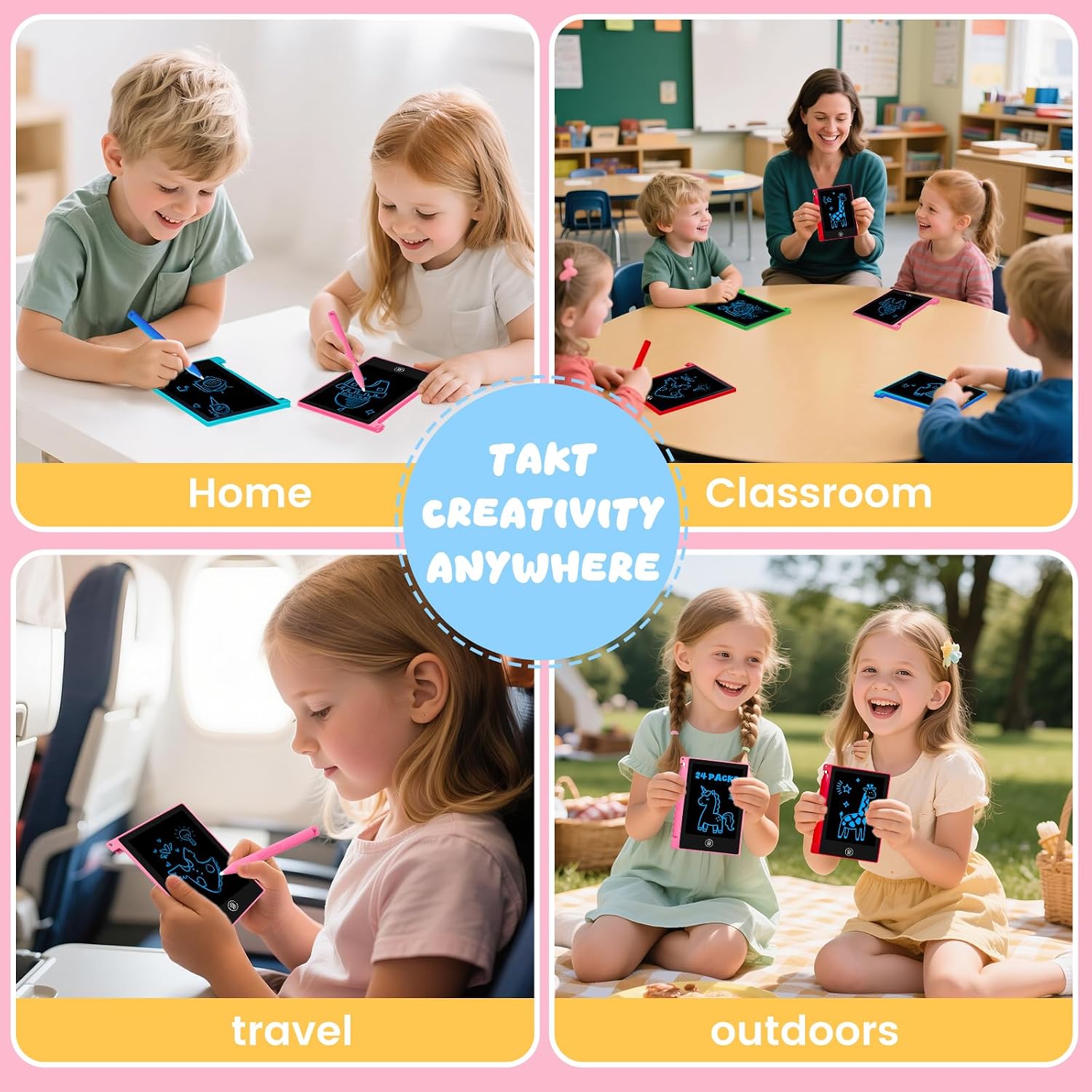 Detalle de 24-Pack Mini LCD Writing Tablets for Kids (4.4 inches) — Reusable Doodle Boards