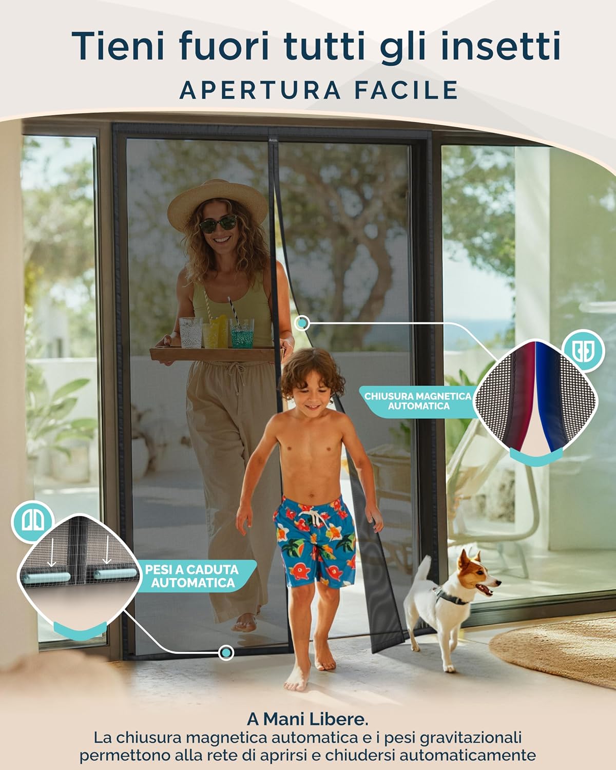 Thumbnail 2 de ARCOL Zanzariera Magnetica 90x250 cm Premium in Fibra di Vetro – Stop Zanzare con Chiusura Automatica