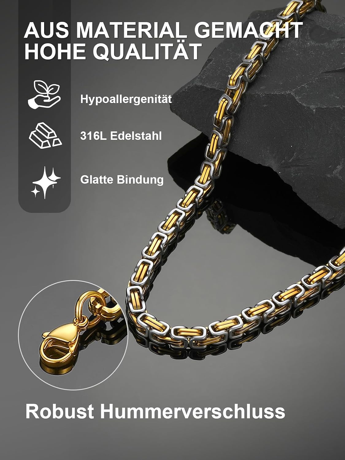 Detalle 2 de ChainsPro Königskette 4/6mm Edelstahl 46–76 cm