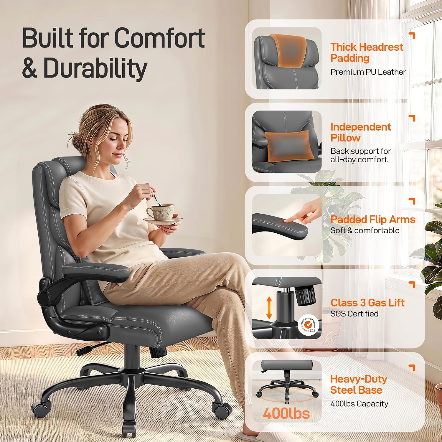Detalle de Office Chair with 300-Pound Capacity
